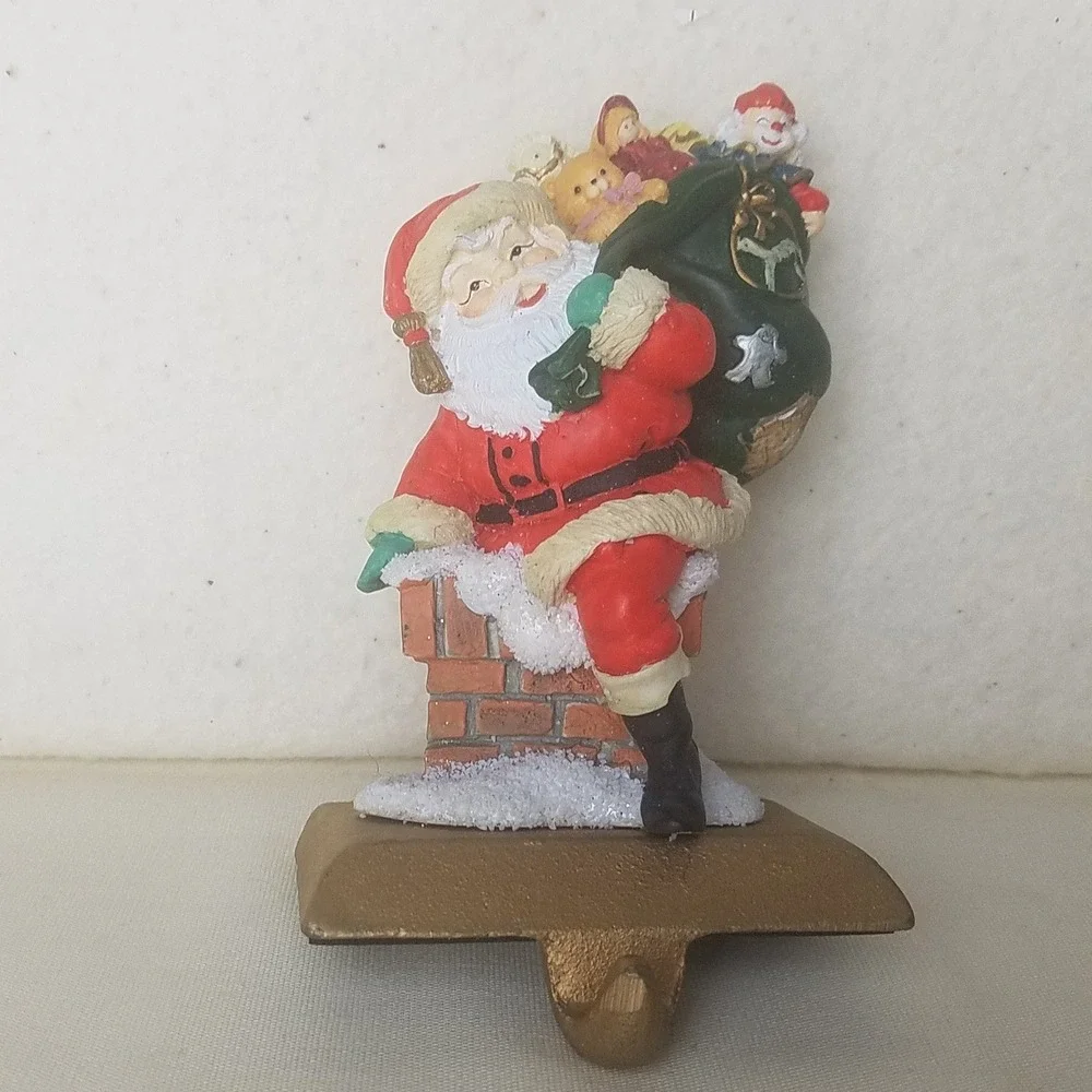Vntg Santa Claus‎ Christmas Stocking Holder Chimney Gift Bag cast iron Sears